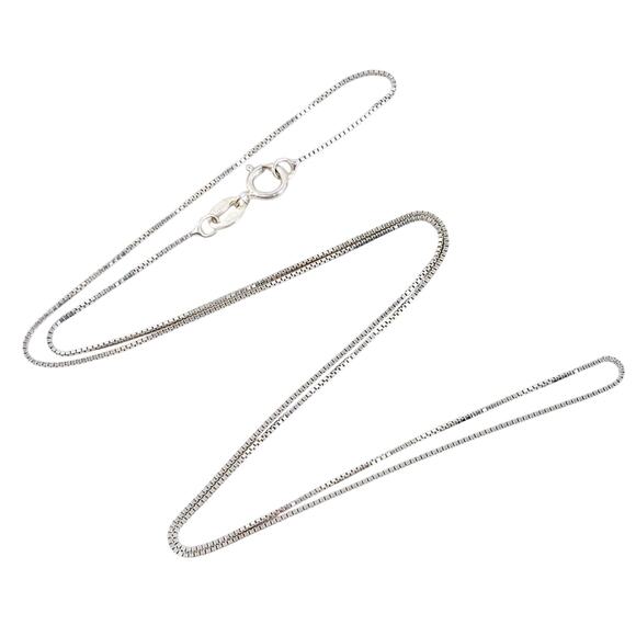 Vintage Italy Sterling Silver 925 0.6mm Box Chain Necklace 18" - Picture 1 of 3